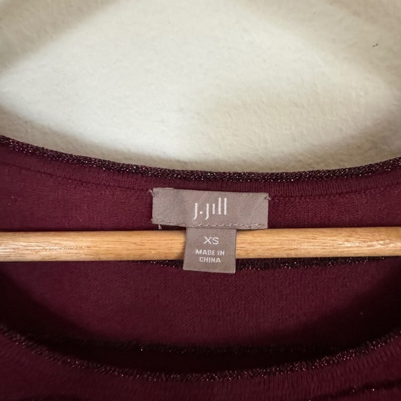 J. Jill Sweater Women's XS Red Lightweight Striped Wool Blend Casual Relaxed - Picture 3 of 4